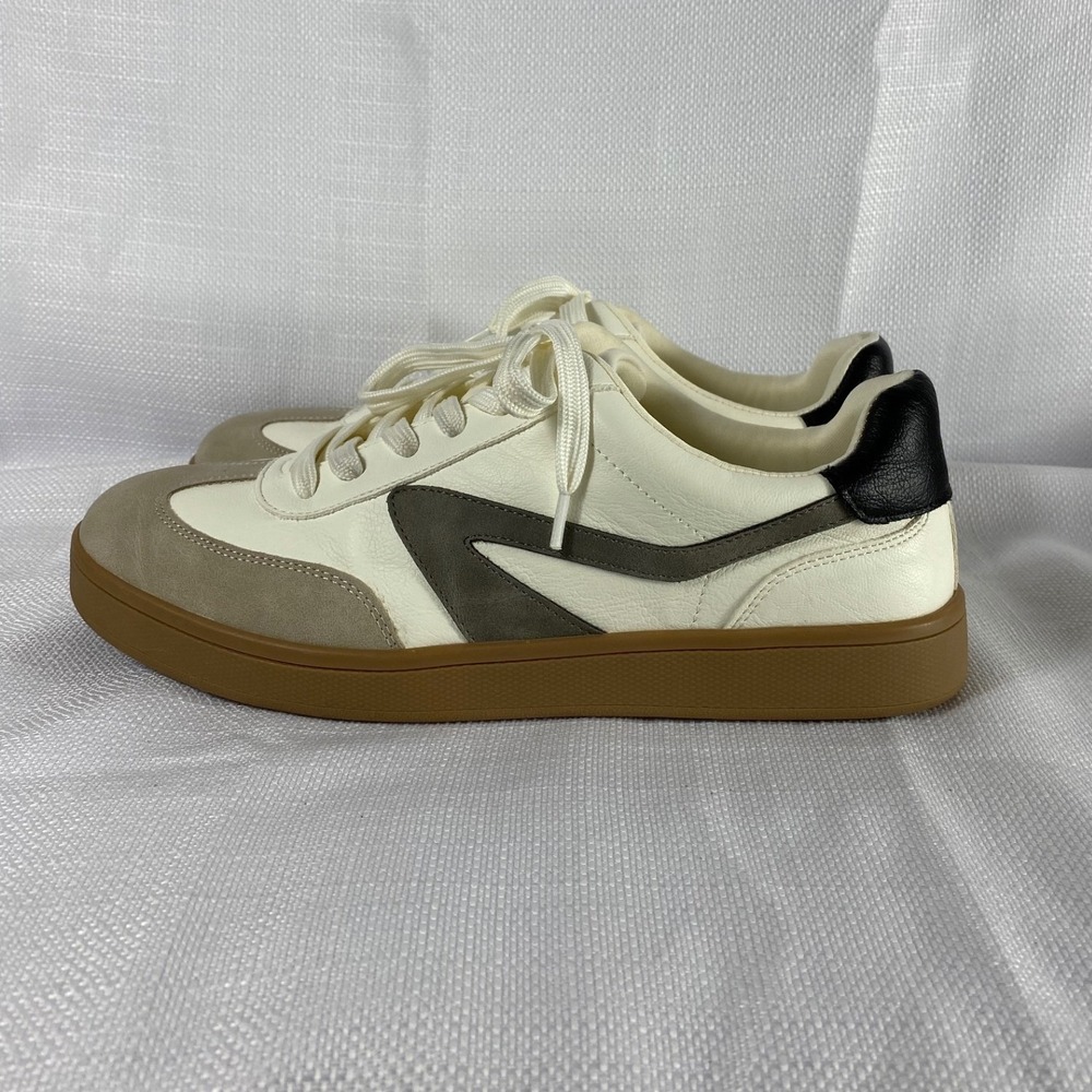 DV Dolce Vita Voyage Sneakers Womens 9 Cream Tan Grey Leather Suede Low Top Gum - Picture 3 of 8